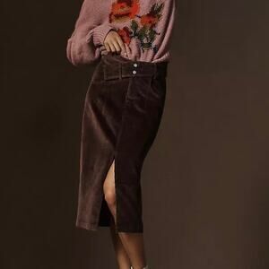 Anthropologie Pilcro Double Waist Corduroy Pencil Midi Skirt, size 10